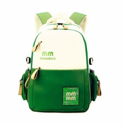 Green Cute Large-Capacity School & College Backpack | Simple Casual Student Bag